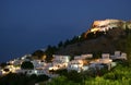 Castle on the hill by night Royalty Free Stock Photo