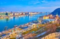 Castle Garden Bazaar and Danube River from the Castle Hill, Budapest, Hungary Royalty Free Stock Photo