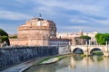 Castle of the Holy Angel Castel Sant`Angelo and St. Angel bridge Ponte Sant`Angelo over Tiber river, Rome, Italy Royalty Free Stock Photo