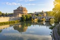 Castle of Holy Angel Castel Sant`Angelo and St. Angel bridge Ponte Sant`Angelo over Tiber river in Rome, Italy Royalty Free Stock Photo