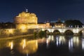 Castle of the Holy Angel in Rome in the night. Italy. Royalty Free Stock Photo
