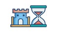 Castle with Hourglass Icon for Timeless Security, vector design Generative AI Royalty Free Stock Photo