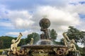Close-up of Atlas Fountain with tritons and globe with zodiac signs.