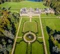 Castle Howard stately home and formal garden from above