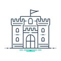 Black mix icon for Castle, flag and chateau