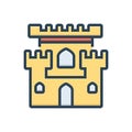 Color illustration icon for Castle, chateau and mansion