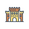 Color illustration icon for Castle, fort and fortalice