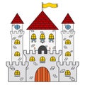 Castle icon. Made in cartoon flat style. Medieval concept. Royalty Free Stock Photo