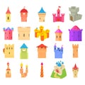 Castle icon set, cartoon style Royalty Free Stock Photo