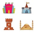 Castle icon set, cartoon style Royalty Free Stock Photo