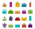 Castle icon set, color outline style