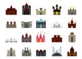 Castle icon set, flat style Royalty Free Stock Photo