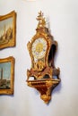 Castle interior. Antique clock. Renaissance castle Horsovsky Tyn, Czech Republic