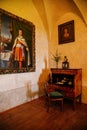 Castle interior. Cabinet with writing desk. Castle Grabstejn, Ancient medieval gothic chateau near Chotyne, Liberec Region, Czech Royalty Free Stock Photo