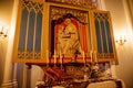 Castle interior, Chapel of St. Anny, neo-gothic chateau before Christmas, Historic Medieval Romantic castle Hradek u Nechanic,