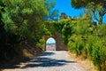 Castle Interior Walls, Medieval Arched Door, Travel Portugal