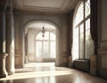 Castle Interiors, Empty Victorian Hall, Luxury Hotel Lobby, Royal Villa Abstract Generative AI Illustration Royalty Free Stock Photo