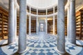 Castle Kacina, Empire Chateau near Kutna Hora, Bohemia, Czech Republic. Panoramic view inside great OLD public library