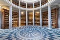 Castle Kacina, Empire Chateau near Kutna Hora, Bohemia, Czech Republic. Panoramic view inside great OLD public library