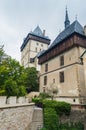 Castle in Karlstejn, Czech Republic. Detail of architecture. Royalty Free Stock Photo