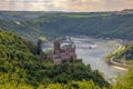 Castle Katz in sankt Goarshausen Rhine Valley landscape Germany Royalty Free Stock Photo
