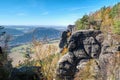 Castle Koenigstein in Elbe sandstone mountains in autumn