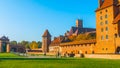 Castle in krakow poland 2019 - In the backyard, with a blue sky, green grass Royalty Free Stock Photo