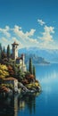 Castle On Lake Como: A Light-filled Seascape In Dalhart Windberg\'s Style