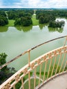 Castle lake, Dyje river and popular Lednice castle in the large park Royalty Free Stock Photo