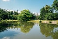 Castle Lednice garden lake at summer in Lednice, Czech Republic Royalty Free Stock Photo