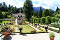 Castle linderhof was built in 1869 with a view of the alps