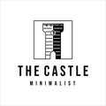 Castle Line Art Vintage Vector Logo Illustration Design