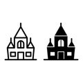 Castle line and glyph icon. Fortress vector illustration isolated on white. Fort outline style design, designed for web