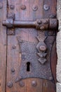 castle lock spain knocker lanzarote abstract door wood Royalty Free Stock Photo