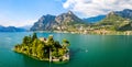 Castle on Loreto Island on Lake Iseo in Italy