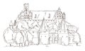 Castle Malbork in Poland hand drawing Royalty Free Stock Photo