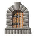 Castle medieval door with grate vector cartoon and fairytail style, realistic and vintage demanded. Clip art vintage antique door