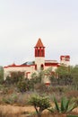 Castle with nopales and maguey in the mine of mineral de pozos guanajuato, mexico I Royalty Free Stock Photo