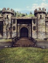 Castle moat and drawbridge Royalty Free Stock Photo