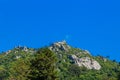 Castle of the Moors is a hilltop medieval castle in Sintra. View of the castle from Quinta da Regaleira.. Portugal Royalty Free Stock Photo