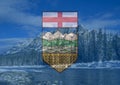 Castle Mountain and Alberta Flag composite