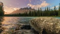 Castle Mountain Banff Sunset Horizontal Royalty Free Stock Photo