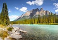 Castle Mountain and Bow River, Alberta Royalty Free Stock Photo