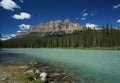 Castle Mountain & Bow River in Banff National Park Royalty Free Stock Photo