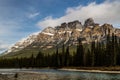 Castle Mountain and the Bow River in mid spring. Banff National Park Alberta Canada Royalty Free Stock Photo