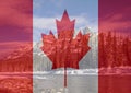 Castle Mountain and Canada Flag composite