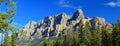 Banff National Park, Canadian Rockies Landscape Panorama of Morning Light on Castle Mountain at Castle Junction, Alberta, Canada