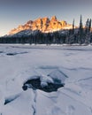 Winter sunset at Castle Mountain, Banff National Park, Travel Alberta, Radium Hot Springs, Canada,Canadian Rockies,Rocky Mountains Royalty Free Stock Photo