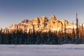 Winter sunset at Castle Mountain, Banff National Park, Travel Alberta, Radium Hot Springs, Canada,Canadian Rockies,Rocky Mountains Royalty Free Stock Photo