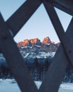 Winter sunset at Castle Mountain, Banff National Park, Travel Alberta, Radium Hot Springs, Canada,Canadian Rockies,Rocky Mountains Royalty Free Stock Photo